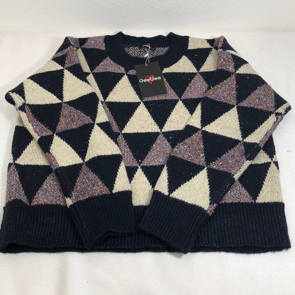 Women's Metallic Glitter Crew Neck Sweater Size M - Picture 6 of 8